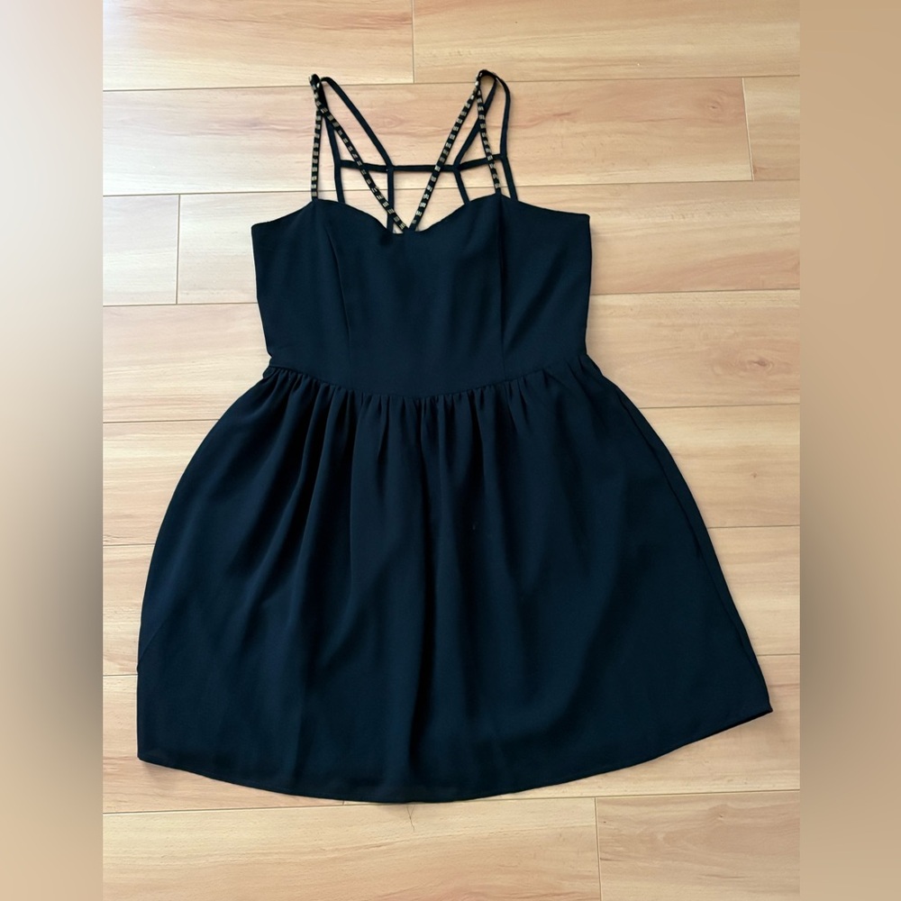 Black Strappy Fit-and-Flare A-Line Women's Cocktail Dress